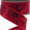 Brilliance 1.5" Chinoiserie Florals Wired Ribbon 30' - Red, Black, Grey - For Flower Pattern Bows, Wreaths, Gift Wrap, Crafts and Decorations